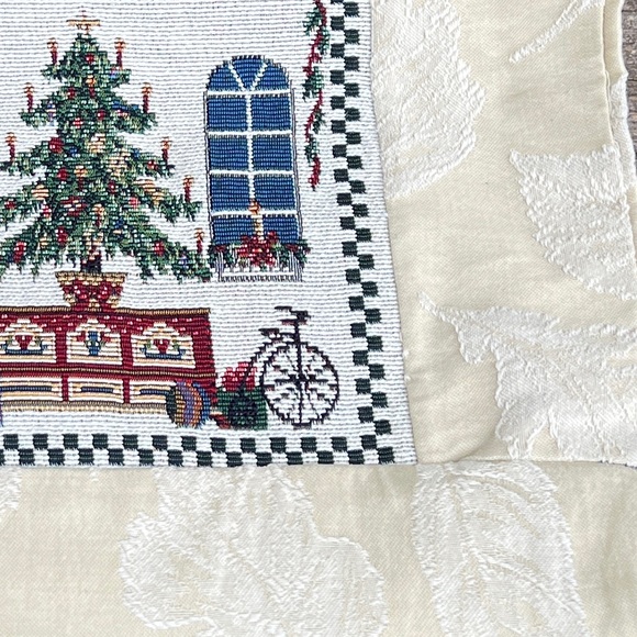 Vintage Completed Needlepoint Christmas Pillow Cover Upholstery Fabric 13” - Picture 5 of 13
